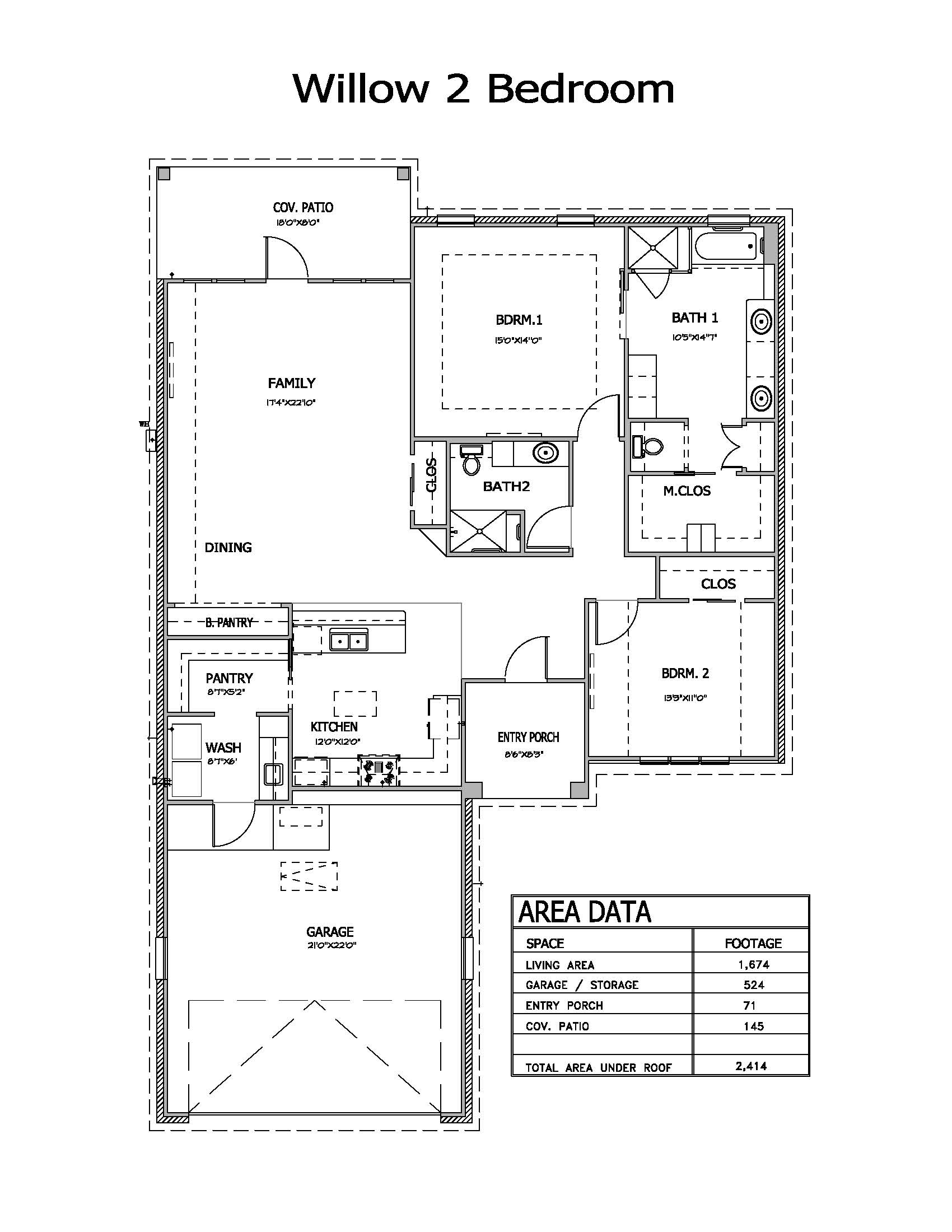 Willow 2 Bedroom Floor plan